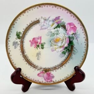 Vintage Hand-Painted Porcelain Plate - PM Bavaria- Floral - 6 inches in diameter